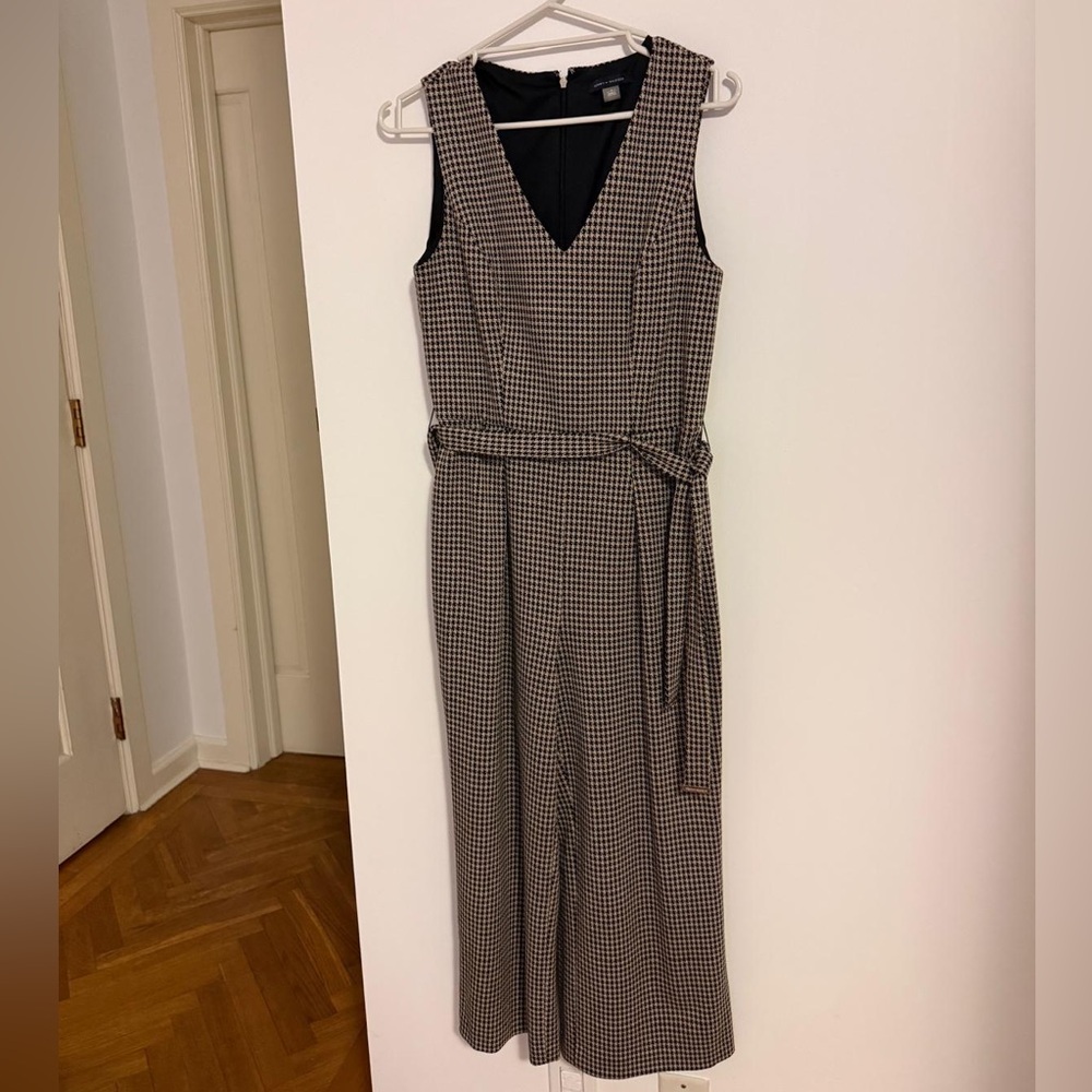 Tommy Hilfiger Black & White Houndstooth Jumpsuit with Waist Tie